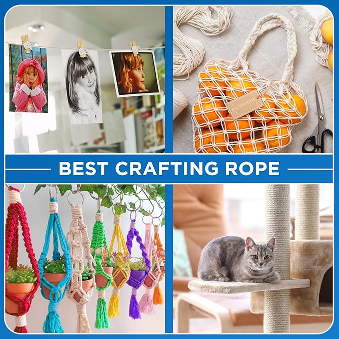 TECEUM Cotton Rope 3/16” – 200 FT – Strong All-Purpose Braided Rope – Natural - Image 8