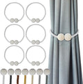 Hion Magnetic Curtain Tiebacks White 6 Pack, Curtain Tiebacks Buckles Holdbacks by Hion