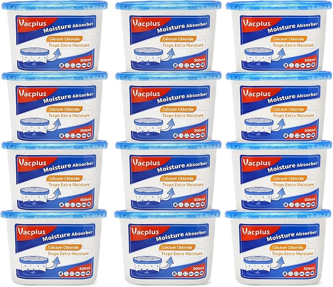 Vacplus Moisture Absorbers 12 Pack, 10.5 Oz, Humidity Absorber Boxes Attracts by Vacplus