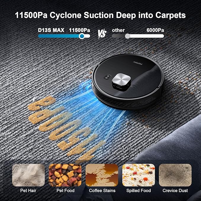 MAMNV Robot Vacuum and Mop, 11500 Pa Suction, 3-in-1 Robotic Vacuum - Image 4