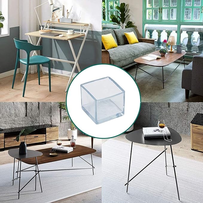 10 Pcs Transparent Square Anti-Slip Rubber Leg Tips Chair Leg Caps Furniture - Image 7