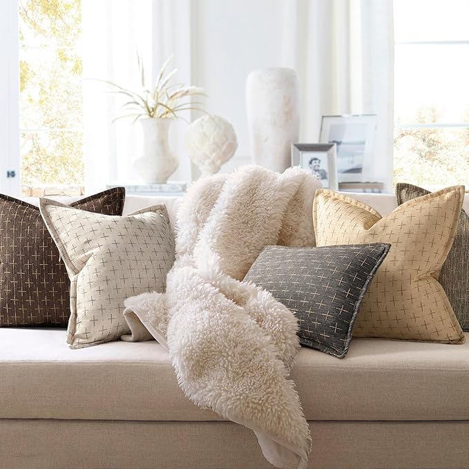 ZWJD 12x20 Pillow Covers Set of 2 Soft Polyester Textured Pillow Covers - Image 4