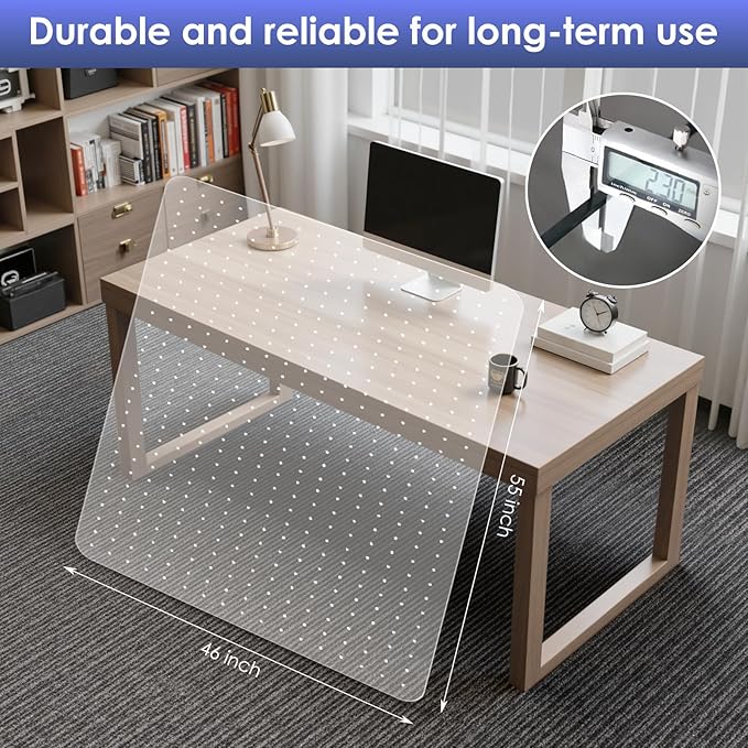 Kuyal Office Chair Mat for Carpet, 46x55 Clear Heavy Duty Computer Chair Mat - Image 2