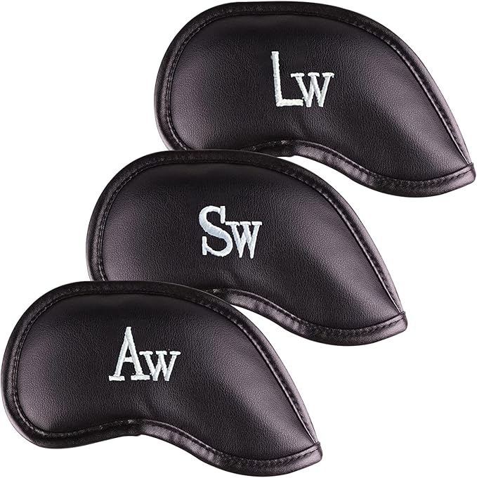 Premium Magnetic Leather Iron and Wedge Golf Club Head Covers | Set of 10 | by AllTeedUp