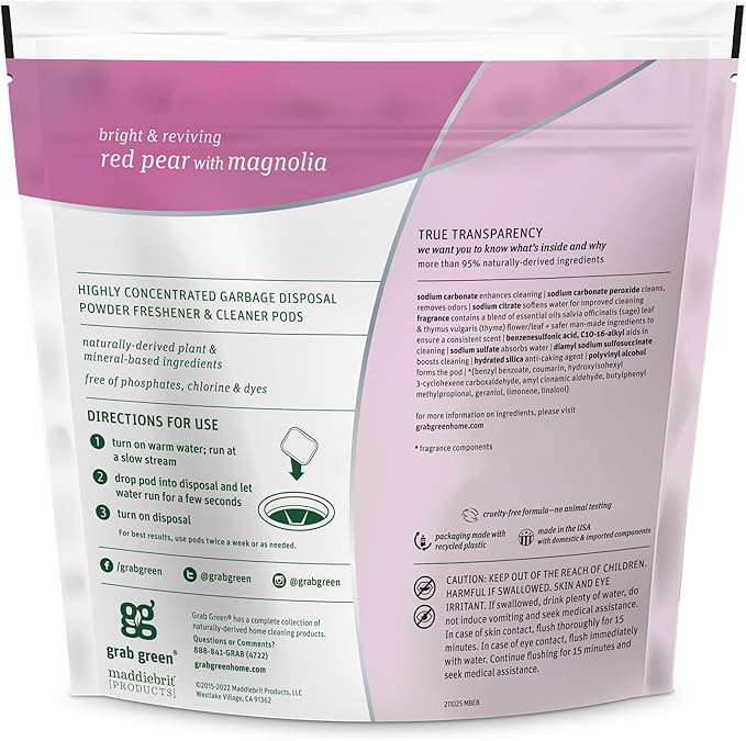 Grab Green Garbage Disposal Freshener and Cleaner Pods, Thyme - Image 2