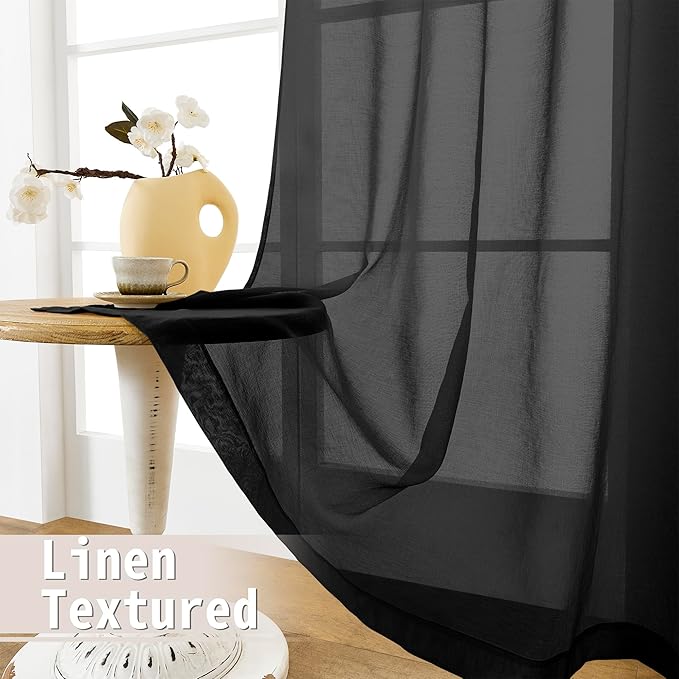 Tollpiz Sheer Door Curtains Closet Linen Textured Curtain Sheers Doorway Light - Image 4