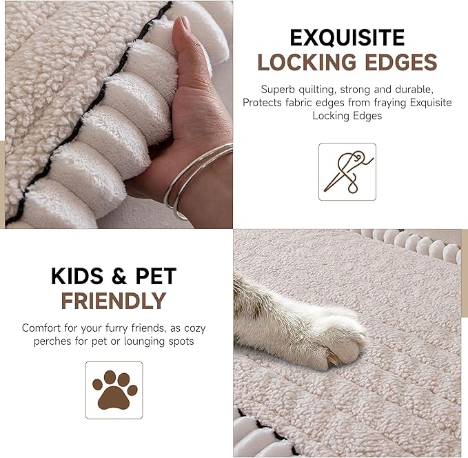 OTOB Sofa Covers for 3 Cushion Couch Washable, All Seasons Fuzzy Non Slip Kids - Image 3
