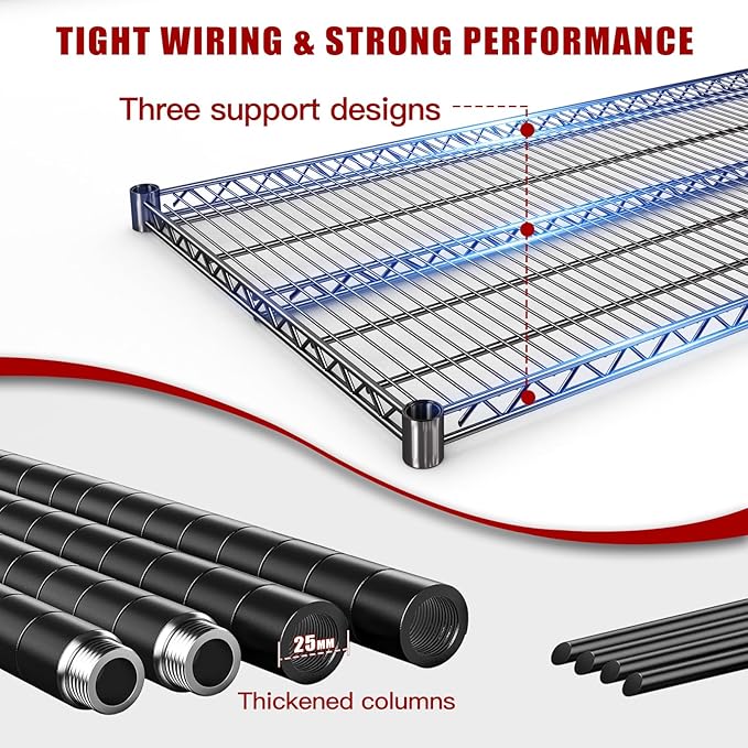 AIRAJ 60” W Storage Shelves Heavy Duty | 5 Tier Wire Shelving | 3500 LBS Metal - Image 4