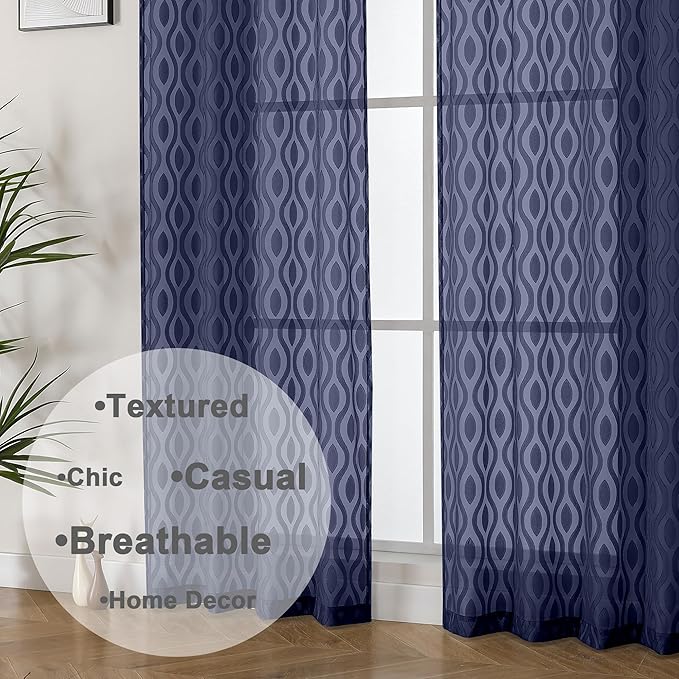 Aiyufeng Blue Sheer Curtains 63 Inch Length 2 Panels Set, Airy Light Filtering - Image 8