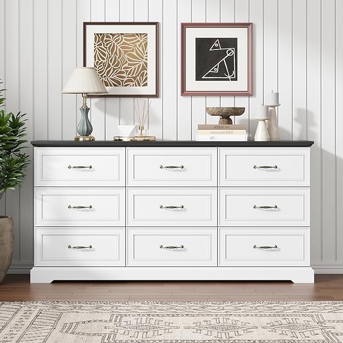 9 Drawer Dresser for Bedroom, Rustic Farmhouse Dresser - Image 3