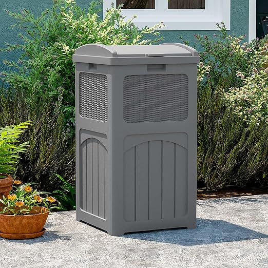 Patiowell 36 Gallon Outdoor Trash Can, Resin Outdoor Garbage Can - Image 2