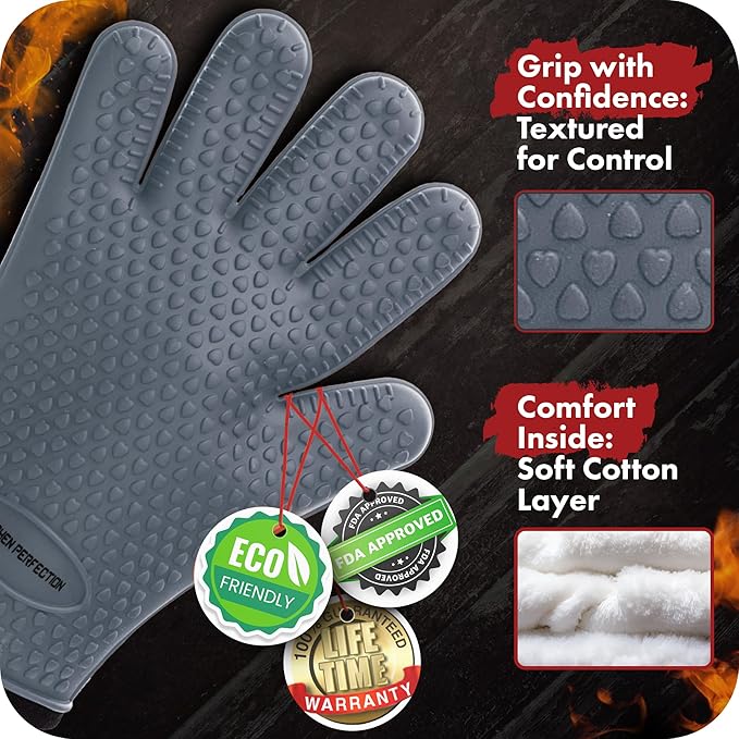 KITCHEN PERFECTION Silicone Smoker Oven Gloves - Image 4