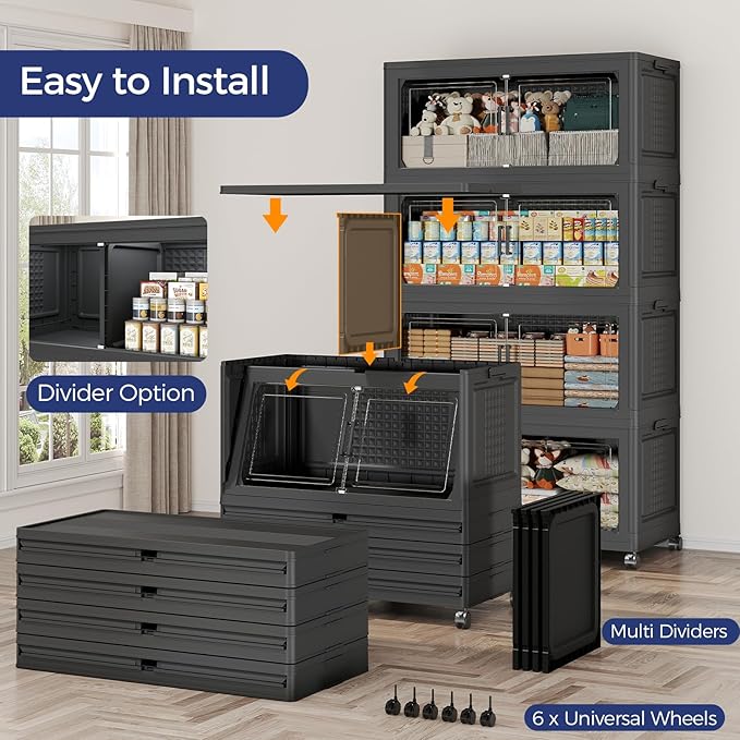 120GAL Storage Bins with Lid and Wheels, Stackable Closet Organizers and - Image 5
