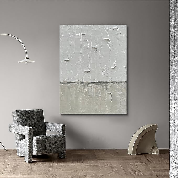 NANKAI Hand Painted Grey and White art Canvas Paintings Minimalist Abstract Oil - Image 5