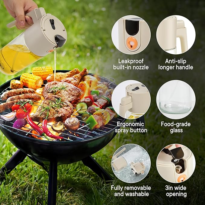 Oil Sprayer For Cooking with Leak-Proof Seal, One Touch Mist - 600ML Kitchen - Image 5
