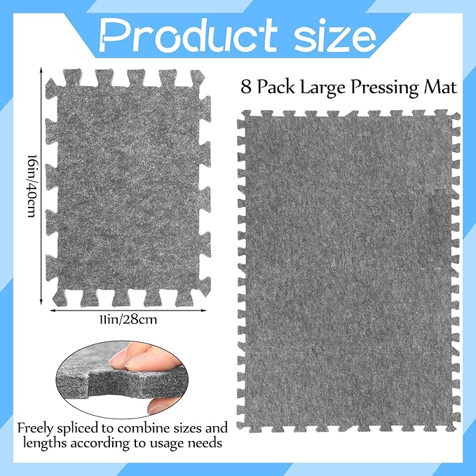 Ziliny 8 Pack Large Wool Pressing Mat 22" x 63" Wool Ironing Mat Felted - Image 2