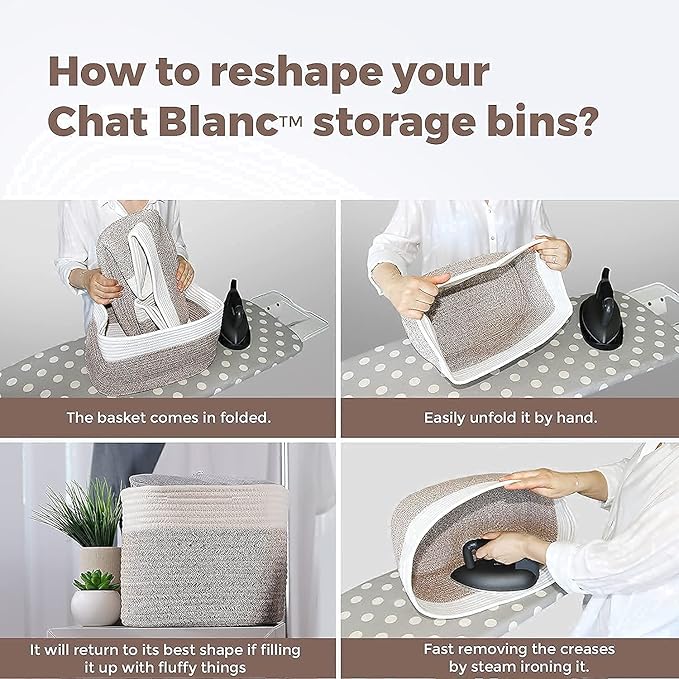 CHAT BLANC Cotton Rope Baskets for Organizing | 15”x10”x9” Storage Baskets for - Image 7