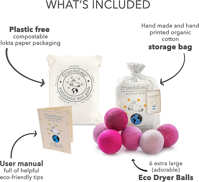 Friendsheep Wool Dryer Balls, Organic Reusable Fabric Softener Alternative - Image 4