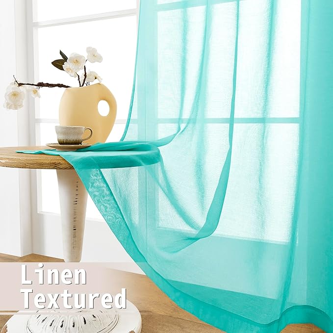 Tollpiz Sheer Door Curtains Closet Linen Textured Curtain Sheers Doorway Light - Image 4