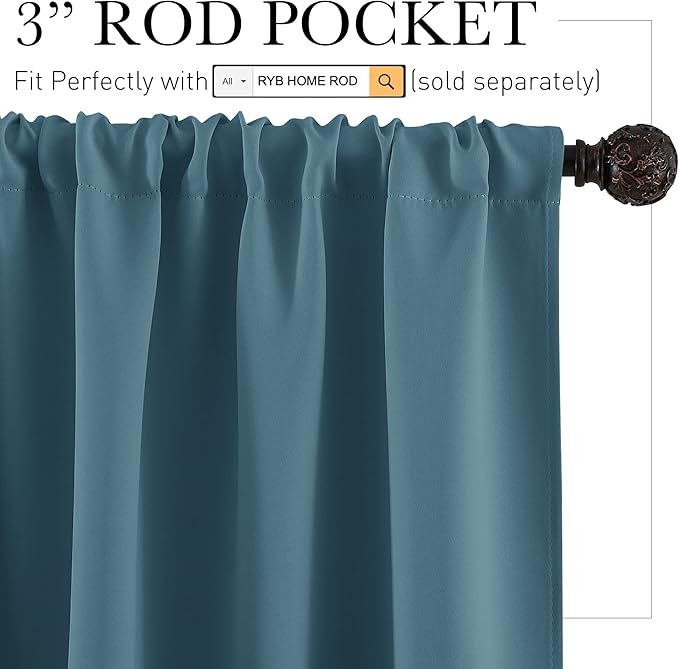 RYB HOME Bathroom Curtains for Small Window, Room Darkening Privacy Assured - Image 2