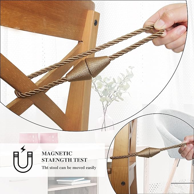 2 Pack Magnetic Curtain Tiebacks Rope Modern Handmade Curtain Tie Backs - Image 4