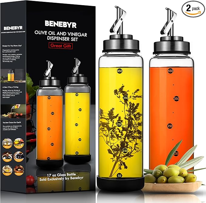 Glass Olive Oil Dispenser Bottle by Benebyr