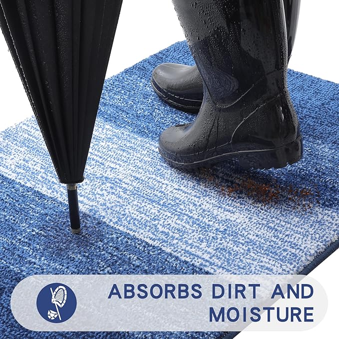 Kitinjoy Indoor Outdoor Door Mat, 40x32 Non-Slip Absorbent Dirt Trapper - Image 2