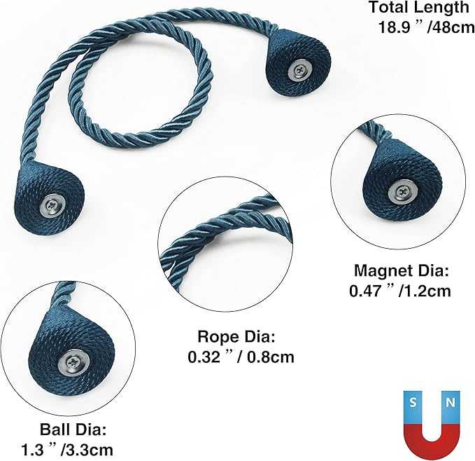6 Pack Magnetic Curtain Tiebacks Rope Modern Handmade Curtain Tie Backs - Image 3