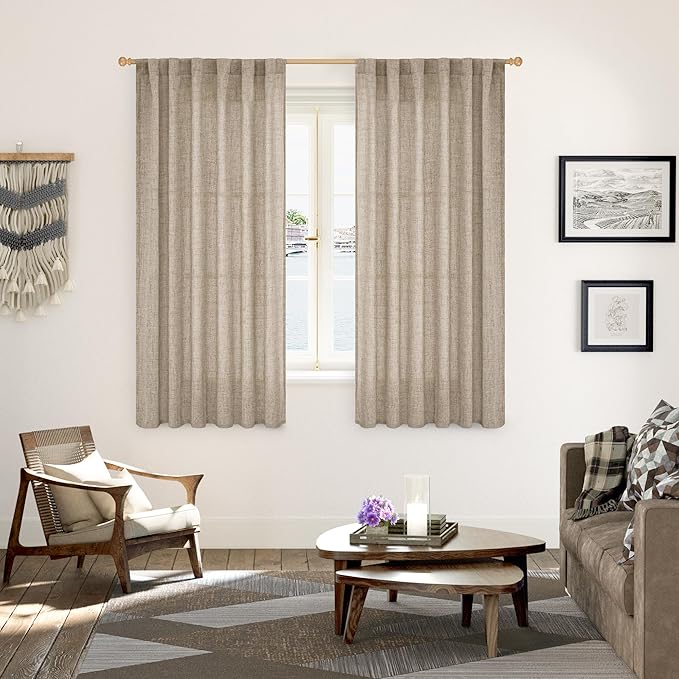 YoungsTex Dark Oatmeal Curtains 63 Inches Long - Image 2