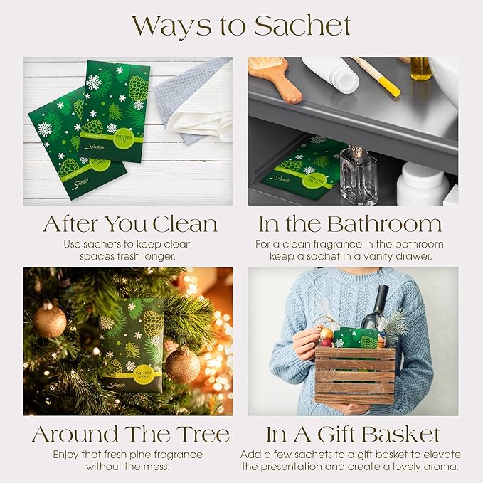 Simplicity Scents Winter Pine Scented Sachets Pack of 6, Fall & Winter - Image 5