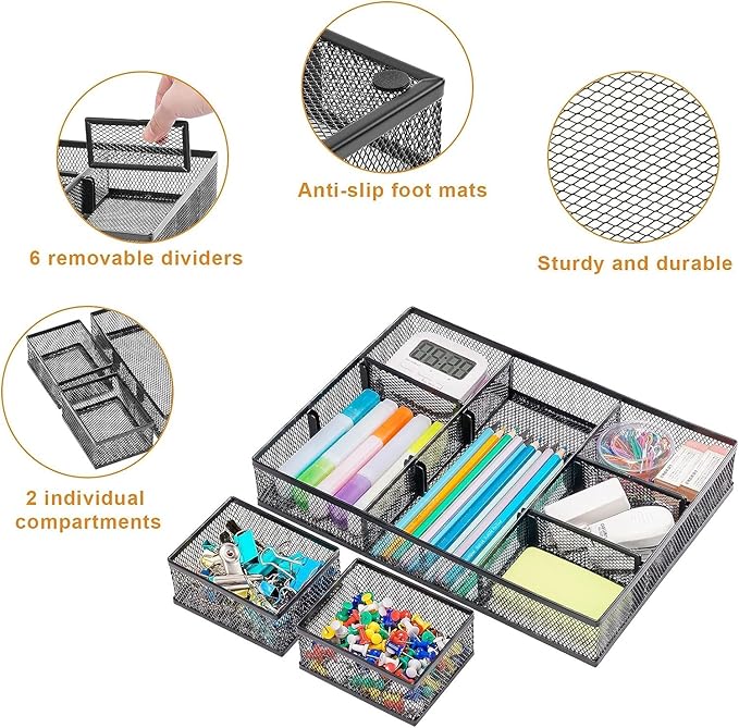 Marbrasse 3 Pack Desk Drawer Organizers - Image 3