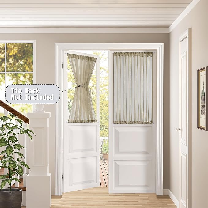Tollpiz Short Sheer Door Curtains Closet Linen Textured Curtains Sheer Doorway - Image 2