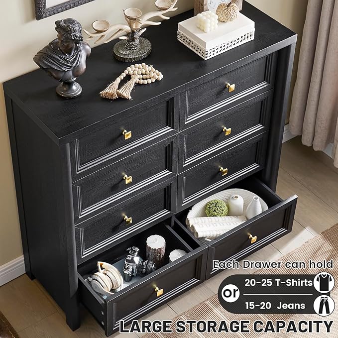 Farmhouse Dresser for Bedroom, Soide Rustic Wood Vintage Dressers Chest of - Image 4