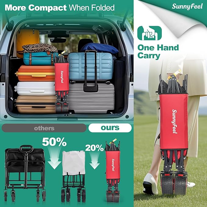 SUNNYFEEL Heavy Duty Collapsible Outdoor Utility Wagon Cart 500LB Capacity - Image 7