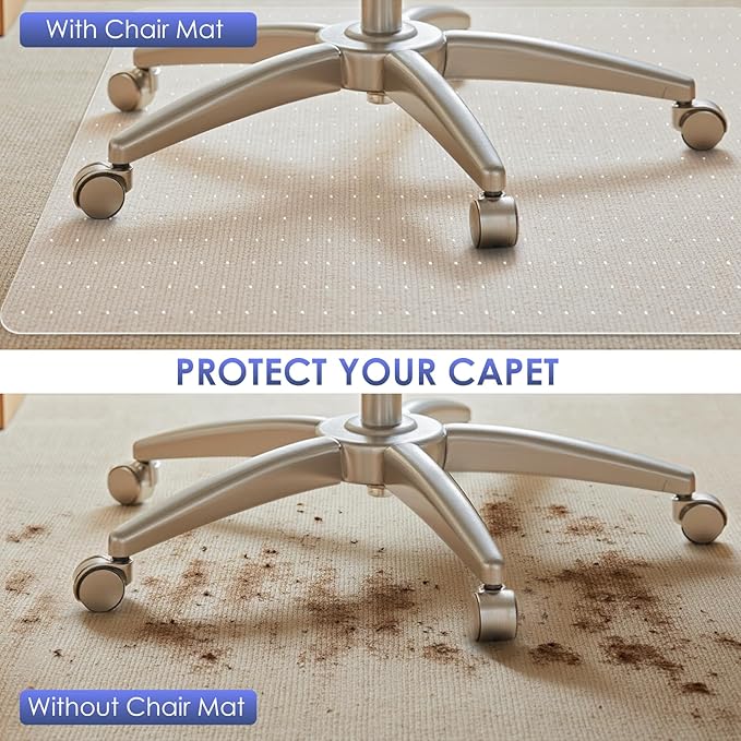 Kuyal Office Chair Mat for Carpet, 46x60 Clear Heavy Duty Computer Chair Mat - Image 4