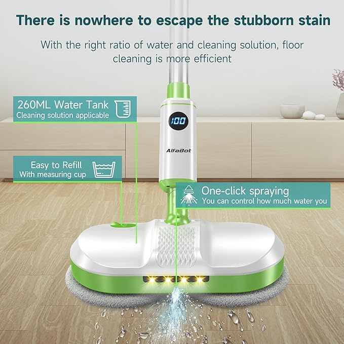 AlfaBot Cordless Electric Mop for Floor Cleaning, Dual Spin Mop - Image 9
