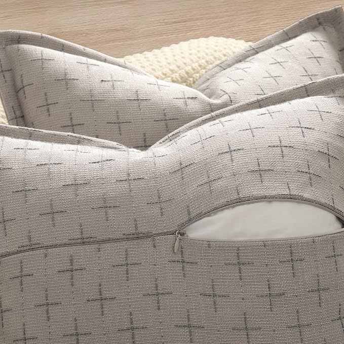 ZWJD Pillow Covers 22x22 Set of 2 Soft Polyester Textured Pillow Covers - Image 3