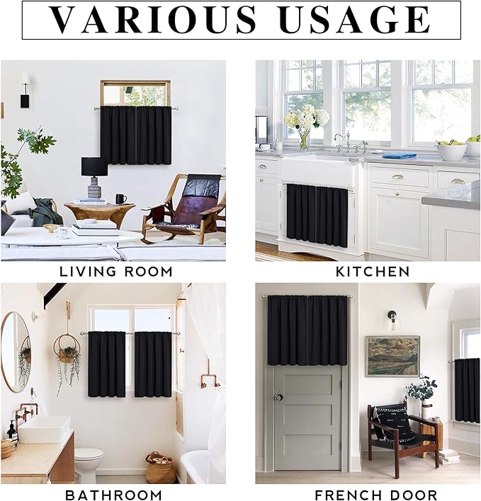 RYB HOME Short Blackout Curtains 2 Panels, Room Darkening Drapes - Image 7