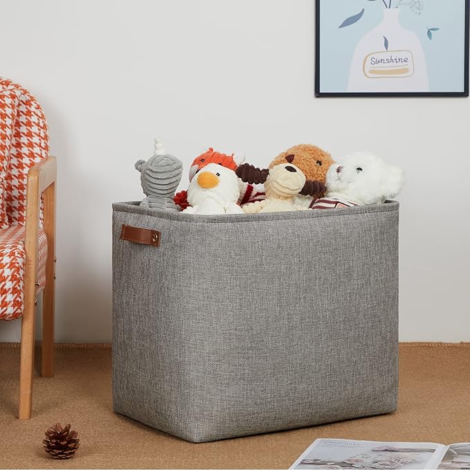 DULLEMELO Grey Storage Baskets 2 Pack Extra Large Fabric Shelf Baskets - Image 4