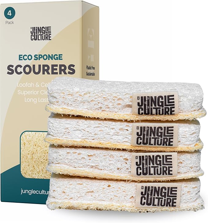 Jungle Culture Eco Sponge Set of 4 • Eco Friendly Natural Dishwashing Sponges • by JungleCulture