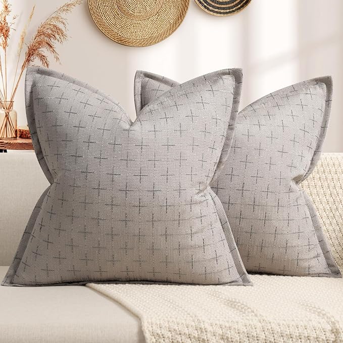 ZWJD Pillow Covers 18x18 Set of 2 Soft Polyester Textured Pillow Covers by ZWJD
