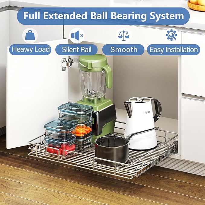 ROOMTEC Pull Out Cabinet Organizer, Cabinet Pull Out Shelves 28½" W x 21½" D - Image 2