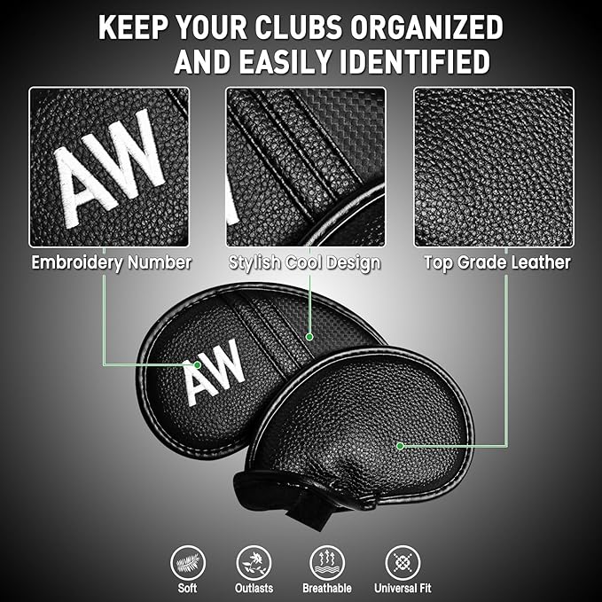 Amy Sport Golf Iron Head Covers Value 12 Pcs Set Thick Synthetic Leather - Image 3