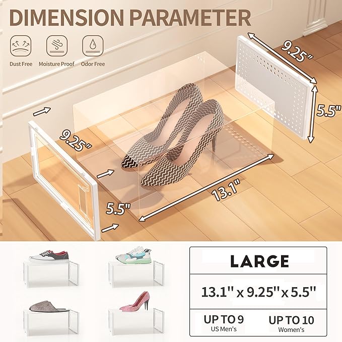 Secret Space 12 Pack Large Shoe Organizer Storage Boxes - Image 5