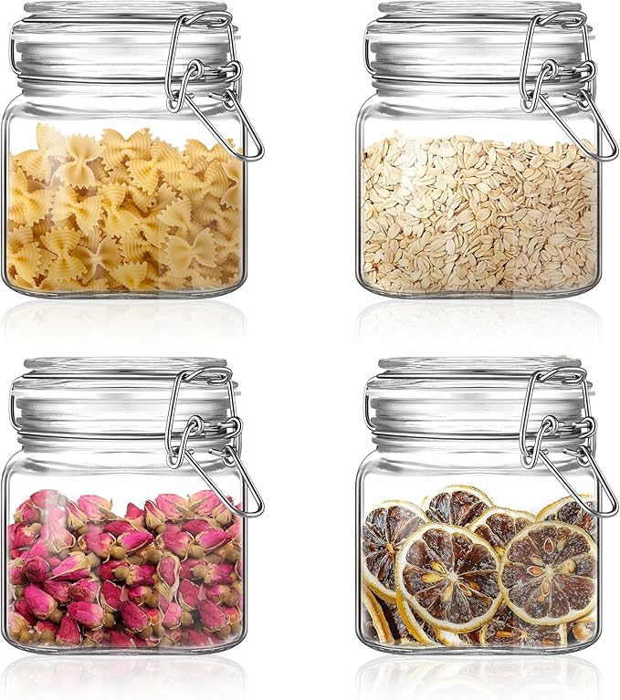 Glass Food Storage Jars with Airtight Lids 13 oz Square 4 Pack Kitchen Storage - Image 8