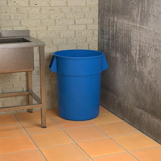 55 Gallon Blue Round Commercial Trash Can - Image 4
