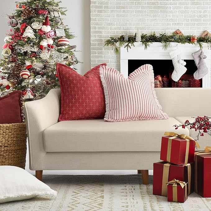 ZWJD Christmas Pillow Covers 22x22 Set of 2 Soft Polyester Textured Pillows - Image 5