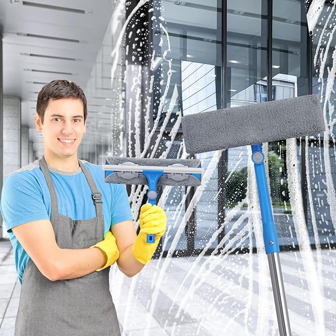 20 Feet+ High Reach Window Squeegee, 2-in-1 Window Cleaner Tool - Image 7