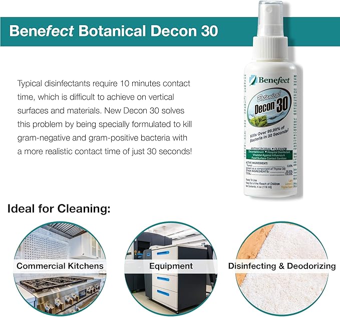 Benefect Botanical Decon 30 Disinfectant Cleaner, 4 oz. Spray Bottle, Light - Image 2