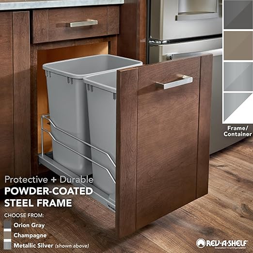 Rev-A-Shelf 53WC-1527SCDM-213 Double 27 Quart Pull-Out, Orion Gray - Image 6